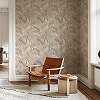 Beige drapp levél mintás tapéta