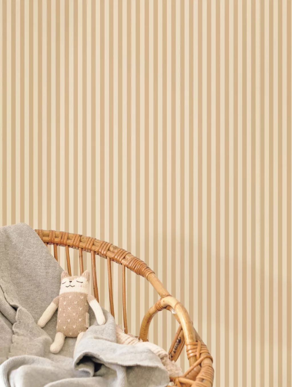 Beige és barna keskeny csíkos mintás vintage gyerek dekor tapéta