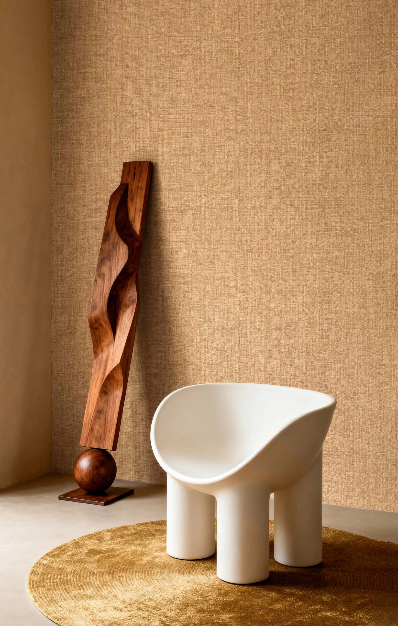 Beige és barna vászonhatású mintás olasz luxus tapéta