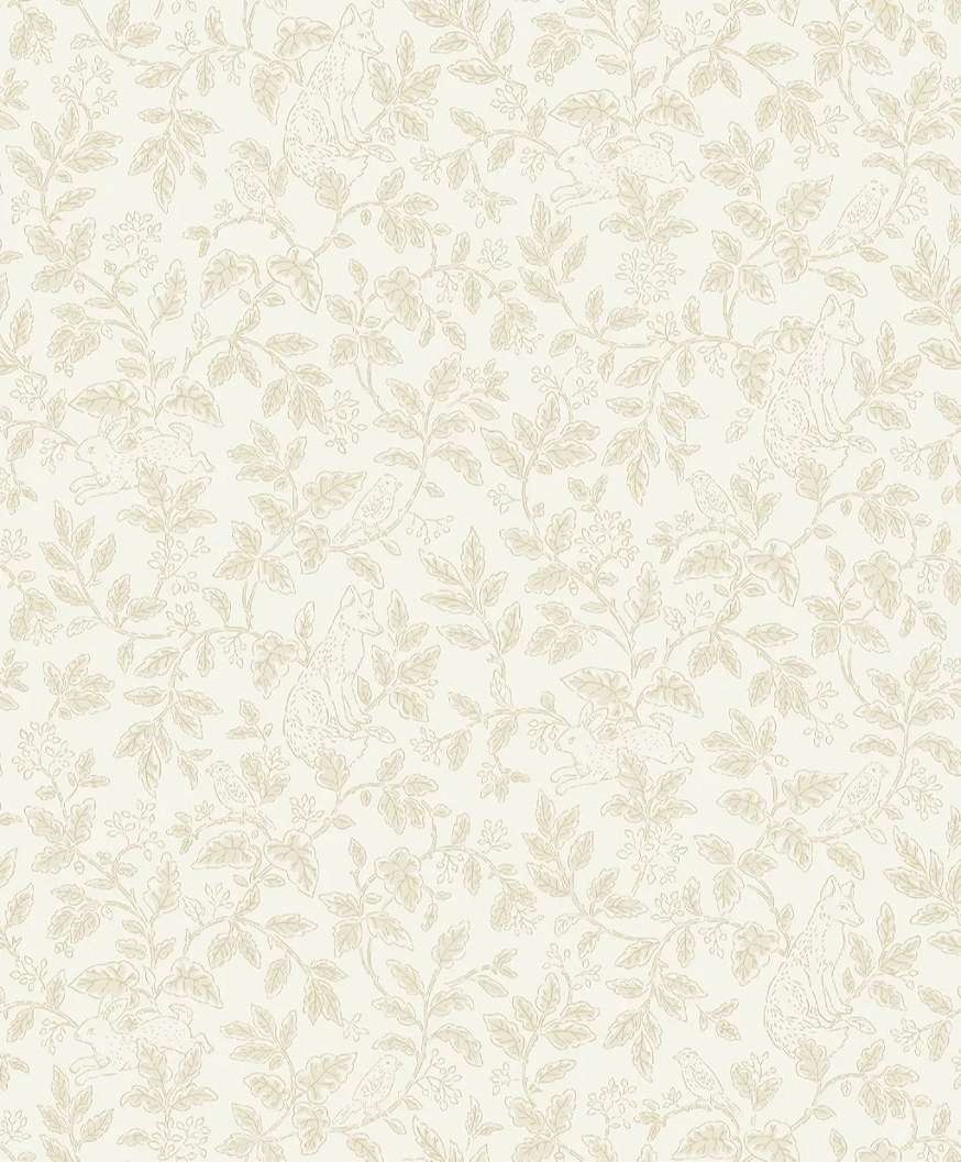Beige és krém állat és virág mintás gyerek dekor tapéta