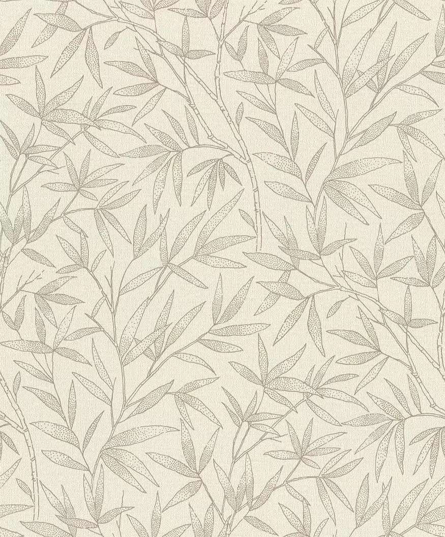 Beige és szűrke levél mintás vlies dekor tapéta