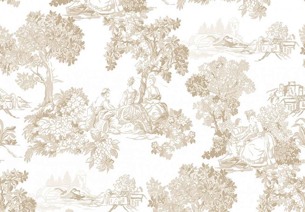 Beige klasszikus francia TOILE stílusú design tapéta