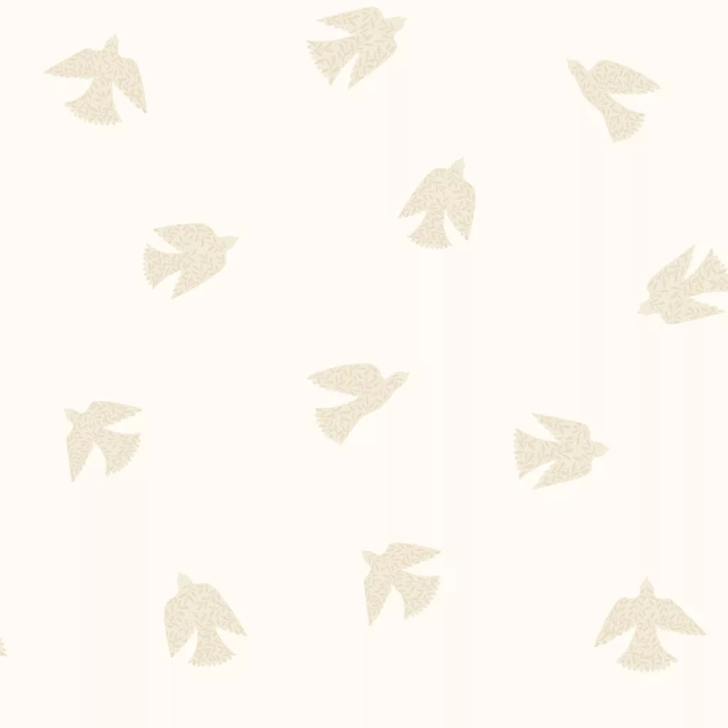 Beige madár mintás vintage gyerek dekor tapéta