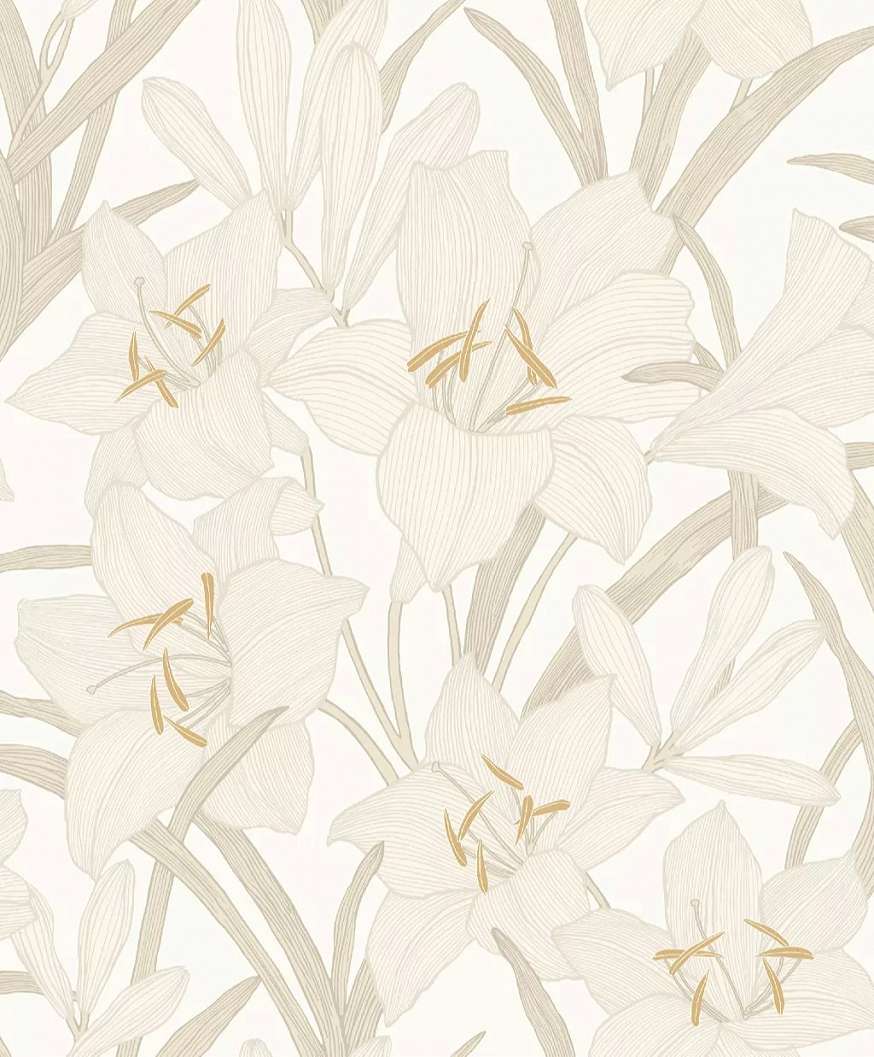 Beige romantikus liliom mintás design tapéta