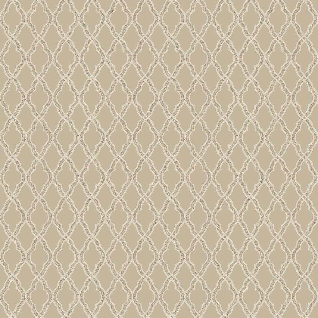 Beige színű damaszk geometria mintás vintage stílusú design tapéta