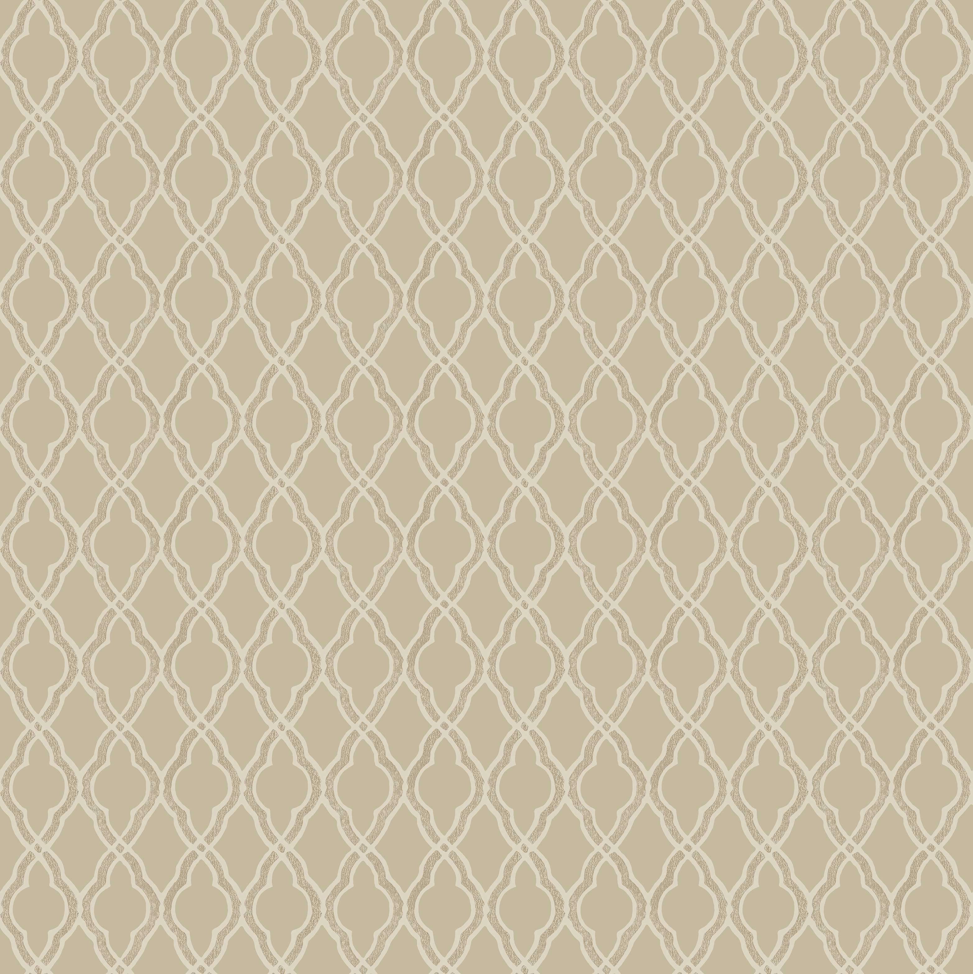 Beige színű damaszk geometria mintás vintage stílusú design tapéta