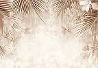 Beige színvilágú fotótapéta fentről lógó pálma levelekkel és virág mintával 368x254 vlies