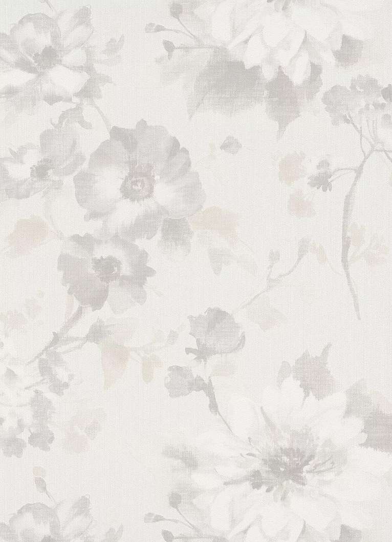 Bézs akvarell hatású virágmintás vlies design tapéta
