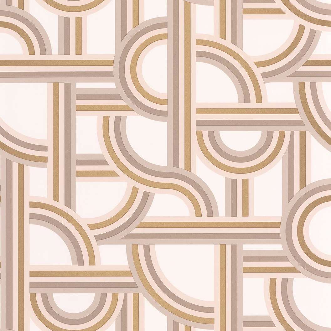 Bézs arany art deco hullám mintás mosható design tapéta