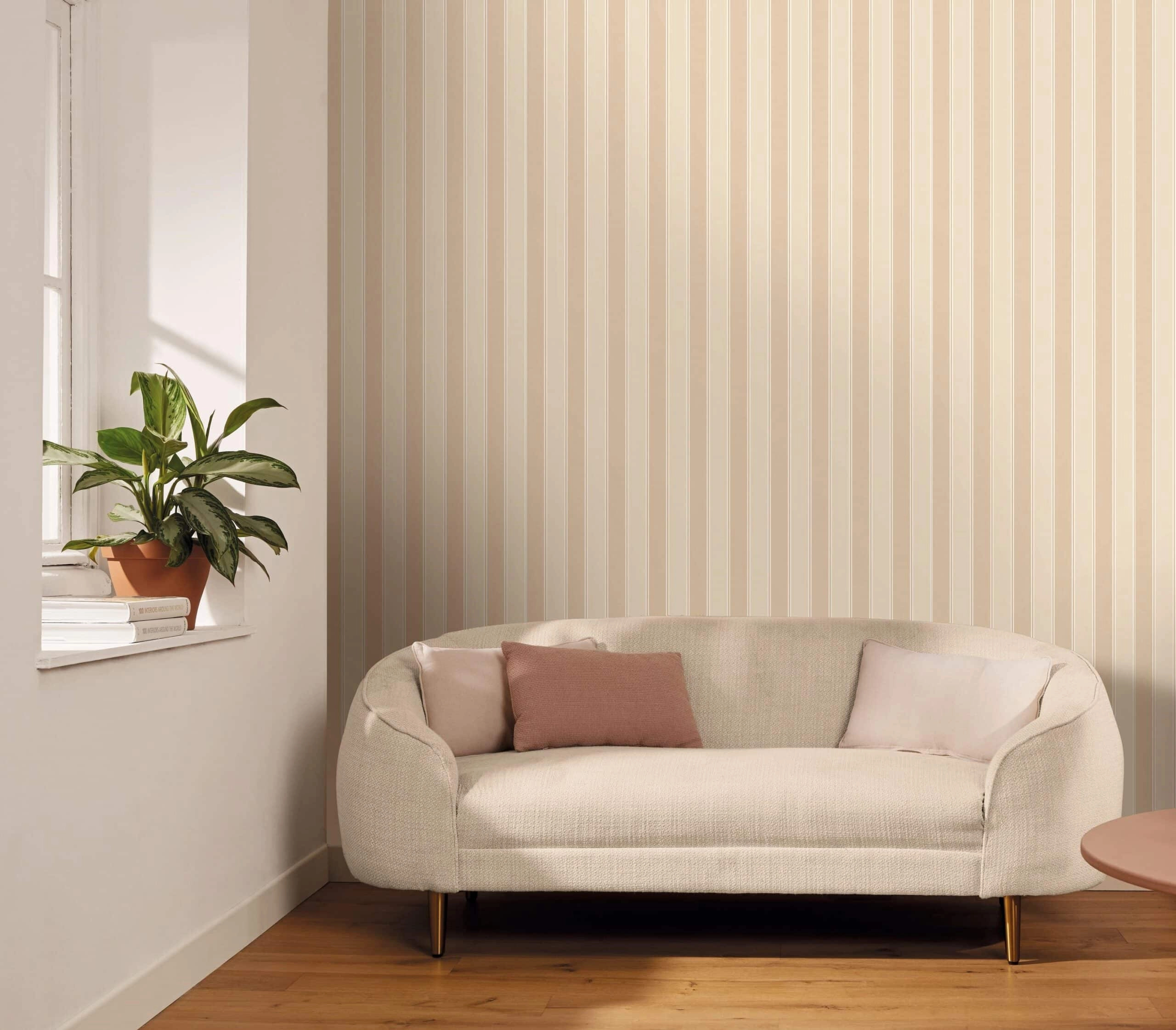 Bézs arany csíkos mintás vinyl mosható dekor tapéta