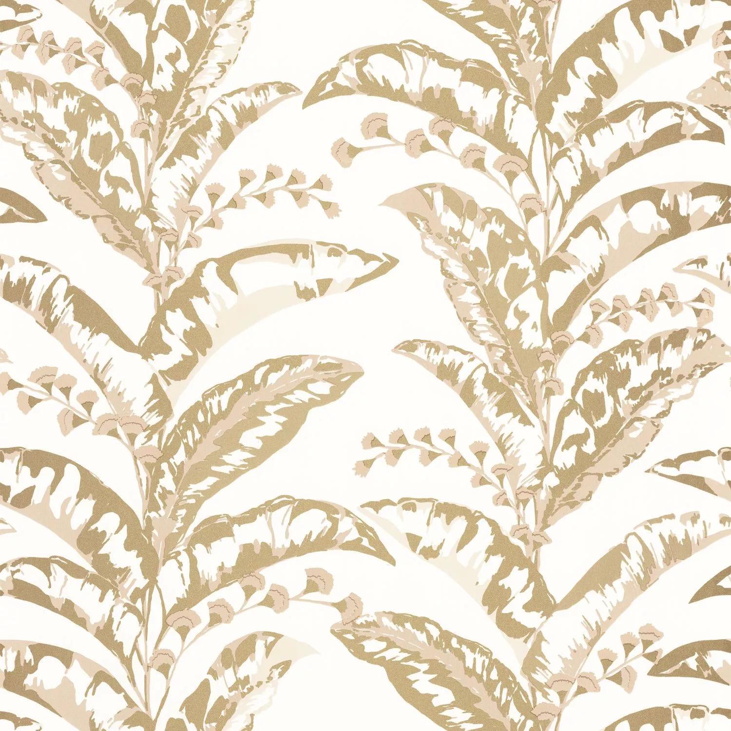 Bézs arany mosható pálmalevél mintás design tapéta