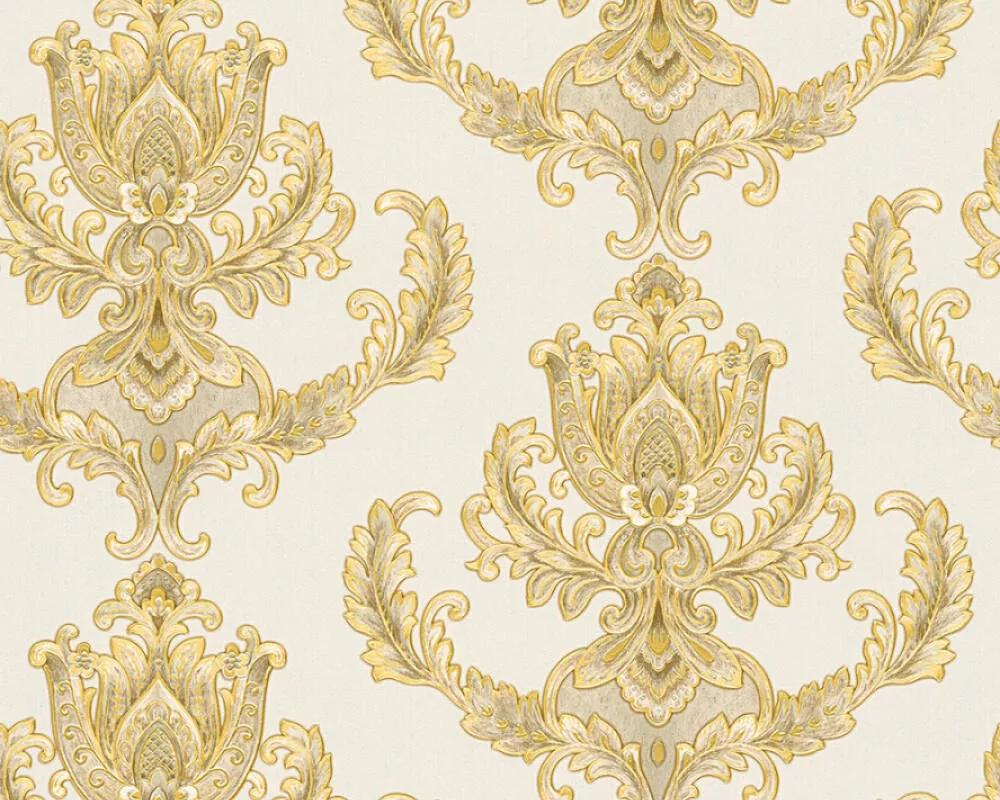 Bézs arany vlies klasszikus barokk mintás design tapéta
