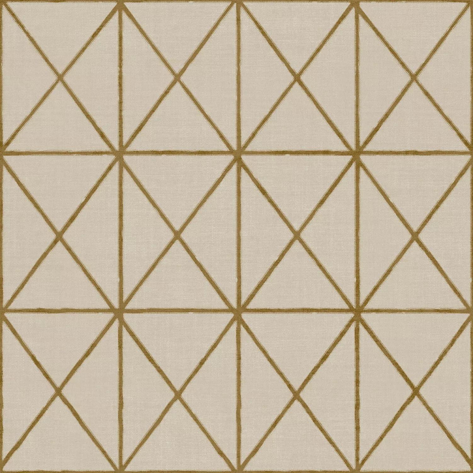 Bézs-barna háromszög geometrikus mintás vinyl tapéta