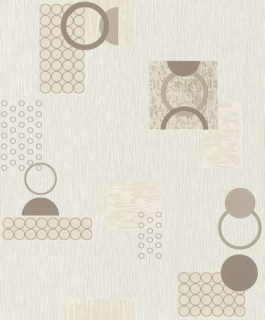 Bézs-barna kör geometrikus mintás retro stílusú tapéta