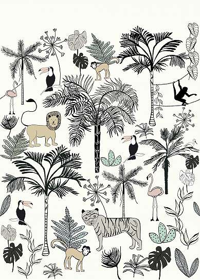 Bézs dzsungel mintás fali poszter gyerekszobába