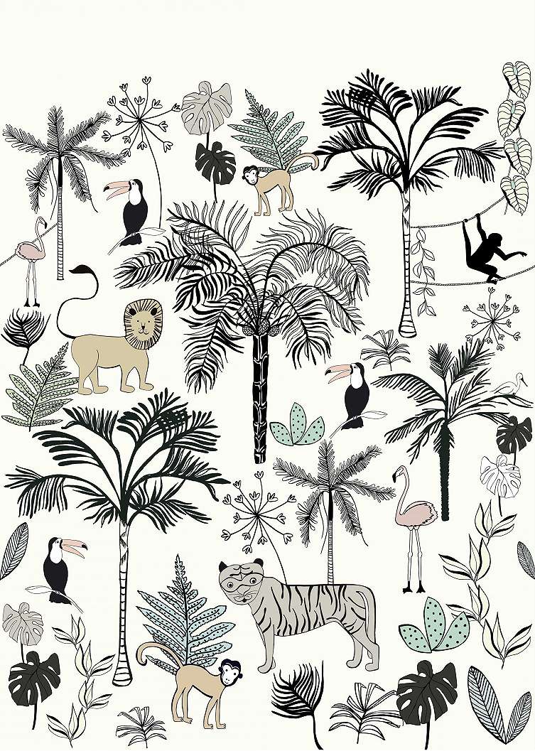 Bézs dzsungel mintás fali poszter gyerekszobába