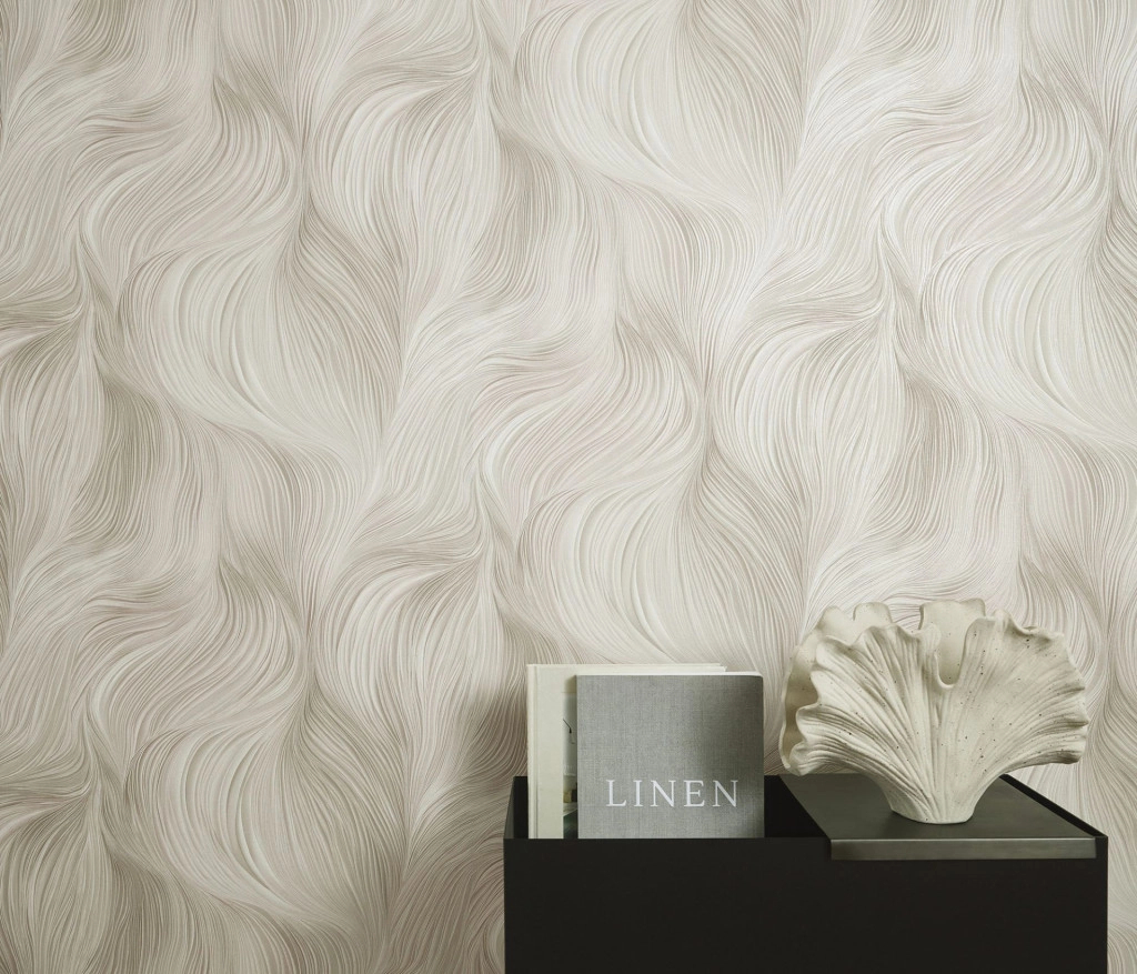 Bézs elegáns hullám mintás design tapéta