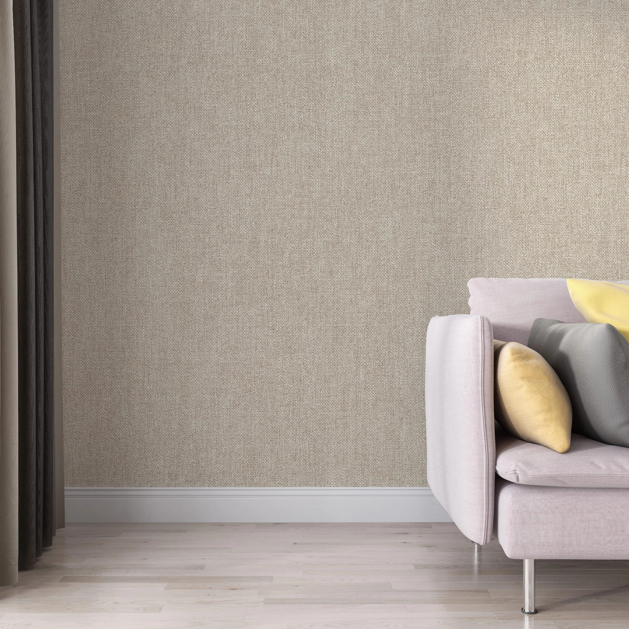 Bézs enyhén csillámos textil mintás design tapéta