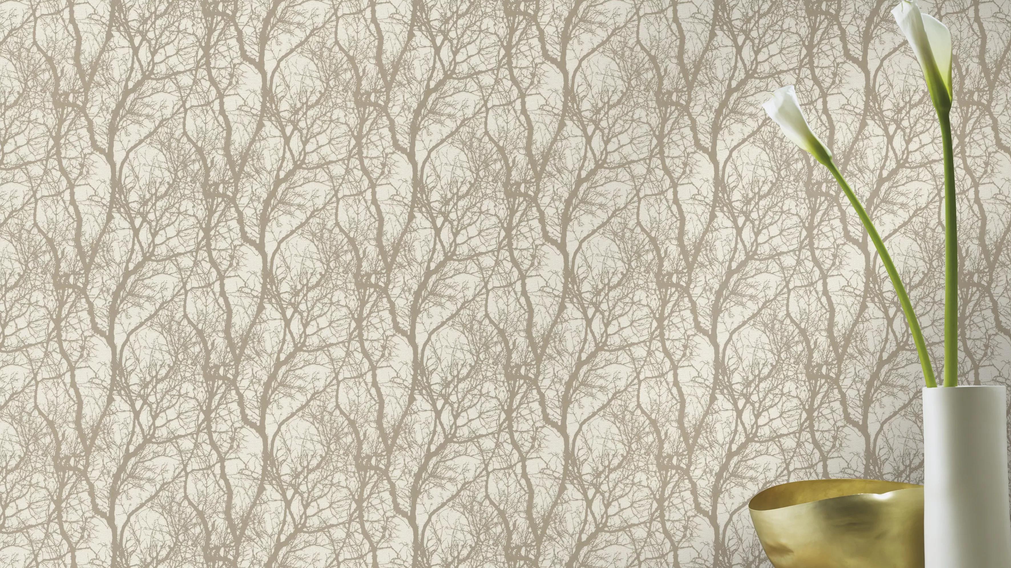 Bézs faág mintás vlies dekor tapéta