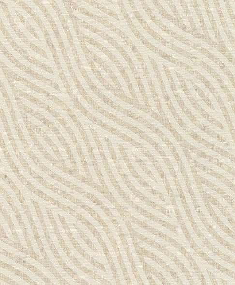 Bézs krém hullám mintás dekor tapéta textil strukturájú alapon