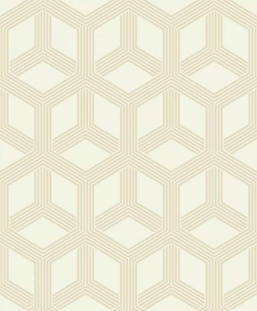 Bézs-krém modern geometrikus hexagon mintás vlies tapéta