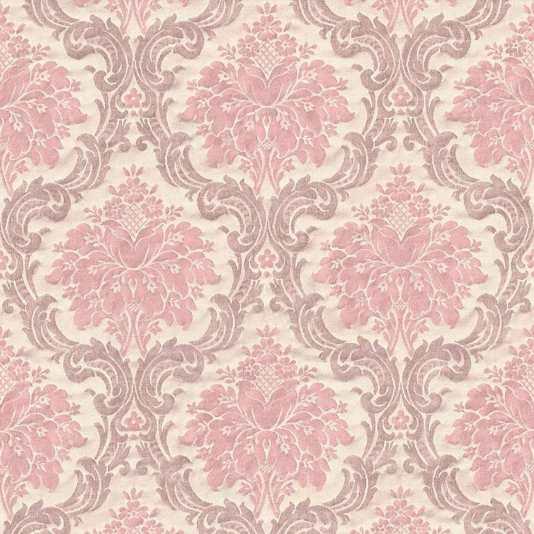 Bézs-rózsaszín barokk mintás klasszikus tapéta