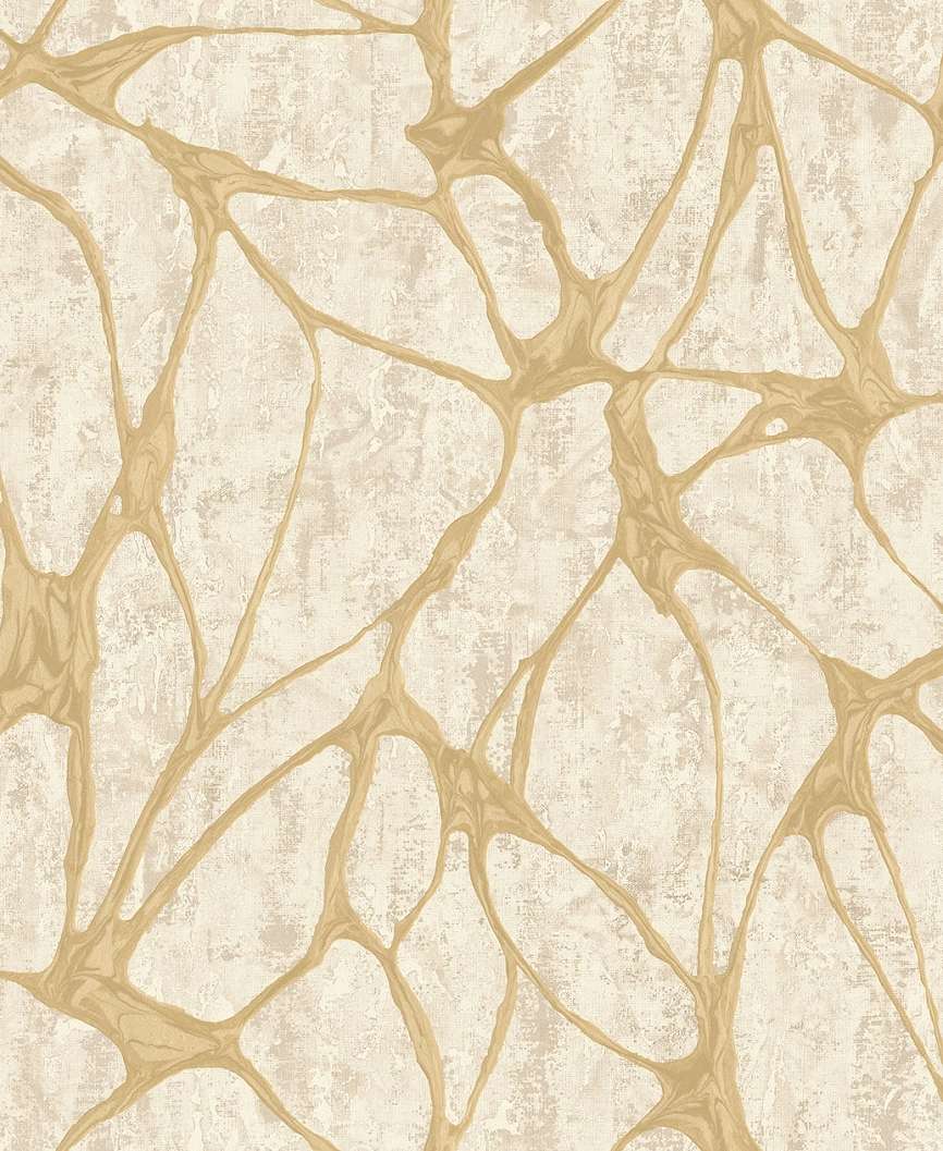Bézs színű luxus tapéta arany hatású háló mintával