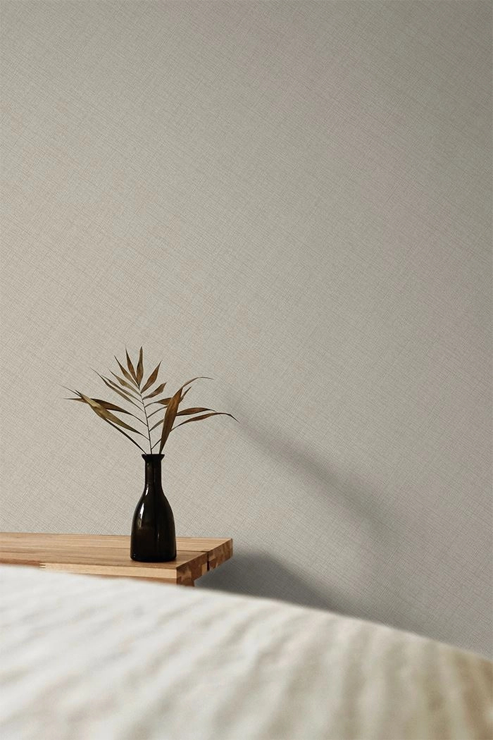 Bézs textil strukturált vinyl dekor tapéta