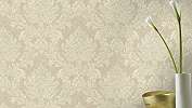 Bézs,drapp szövethatású alapon krém klasszikus mintás tapéta