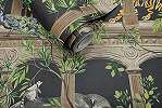 Bohám stílusú trópusi élő és állatvilágos design tapéta fekete színben