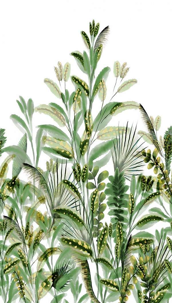 Bokor és levél mintás trópusi hangulatú design fotótapéta