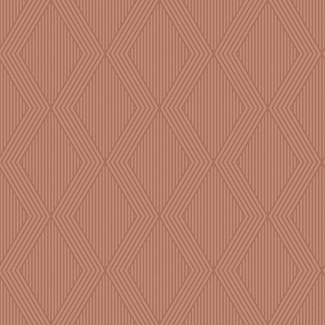Boras tapéta geometrikus art deco mintával terrakotta barna és réz színben