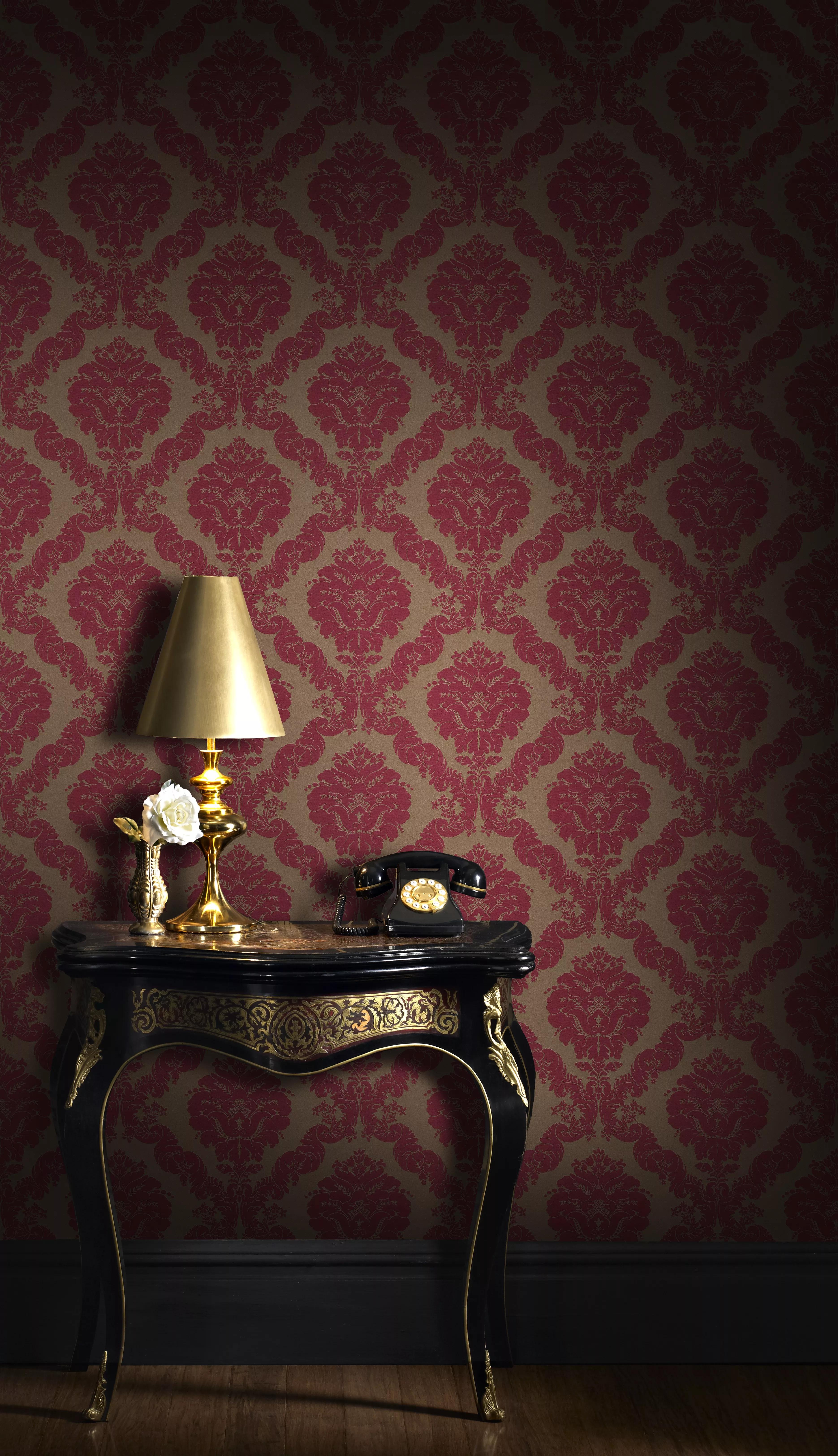 Bordó arany klasszikus barokk mintás tapéta