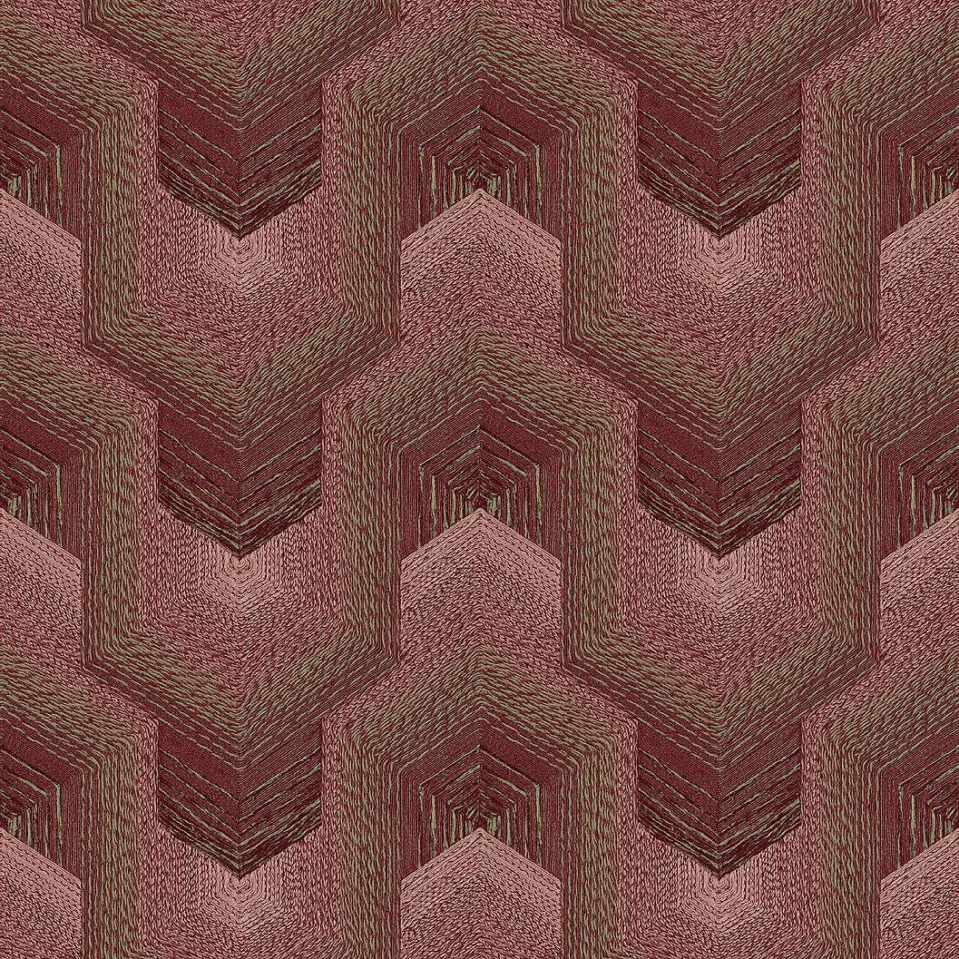 Bordó dekor tapéta geometrikus mintával textil szőtt hatással