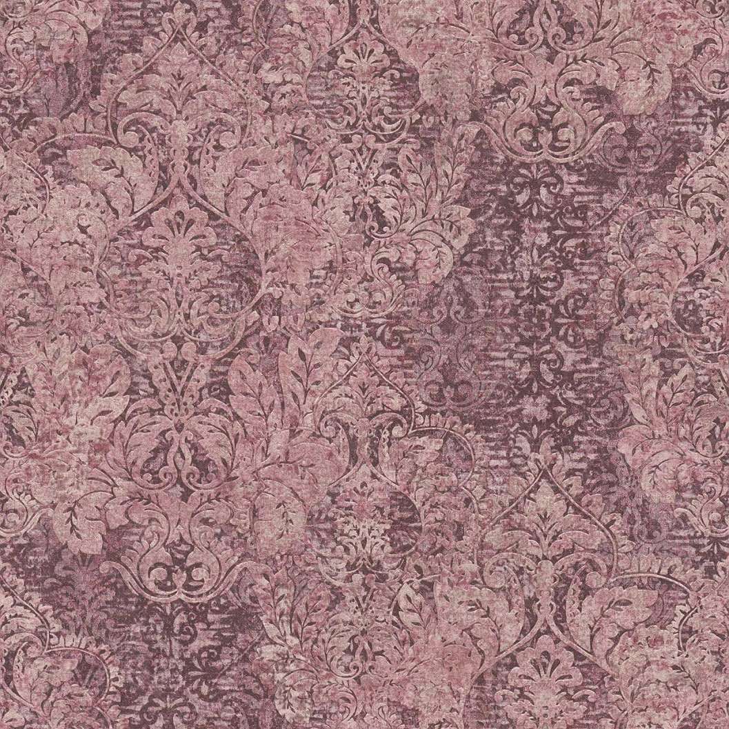 Bordó dekor tapéta klasszikus mintával enyhén csillámos mosható felülettel