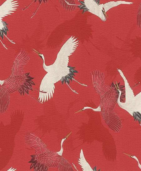 Bordó design tapéta keleties daru madár mintával