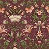 Bordós lila klasszikus damaszt virágmintás design tapéta