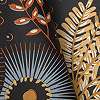 Botanikus dekor tapéta fekete okkersárga színekkel