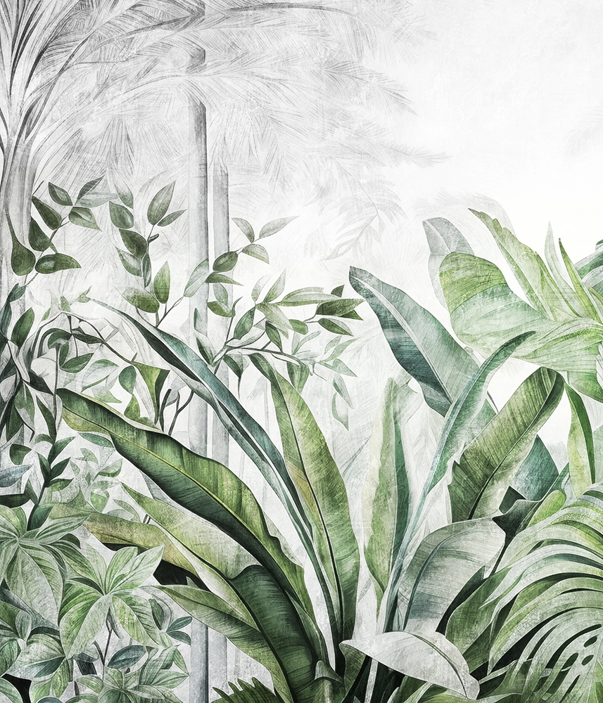 Botanikus dzsungel mintás fotótapéta egyedi méretben tükrözve