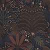 Botanikus mintás design tapéta fekete alapn rajzolt pálmafás mintával