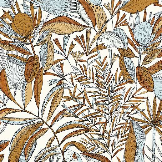 Botanikus trópus dekor tapéta pálmalevél és tukán madár mintával