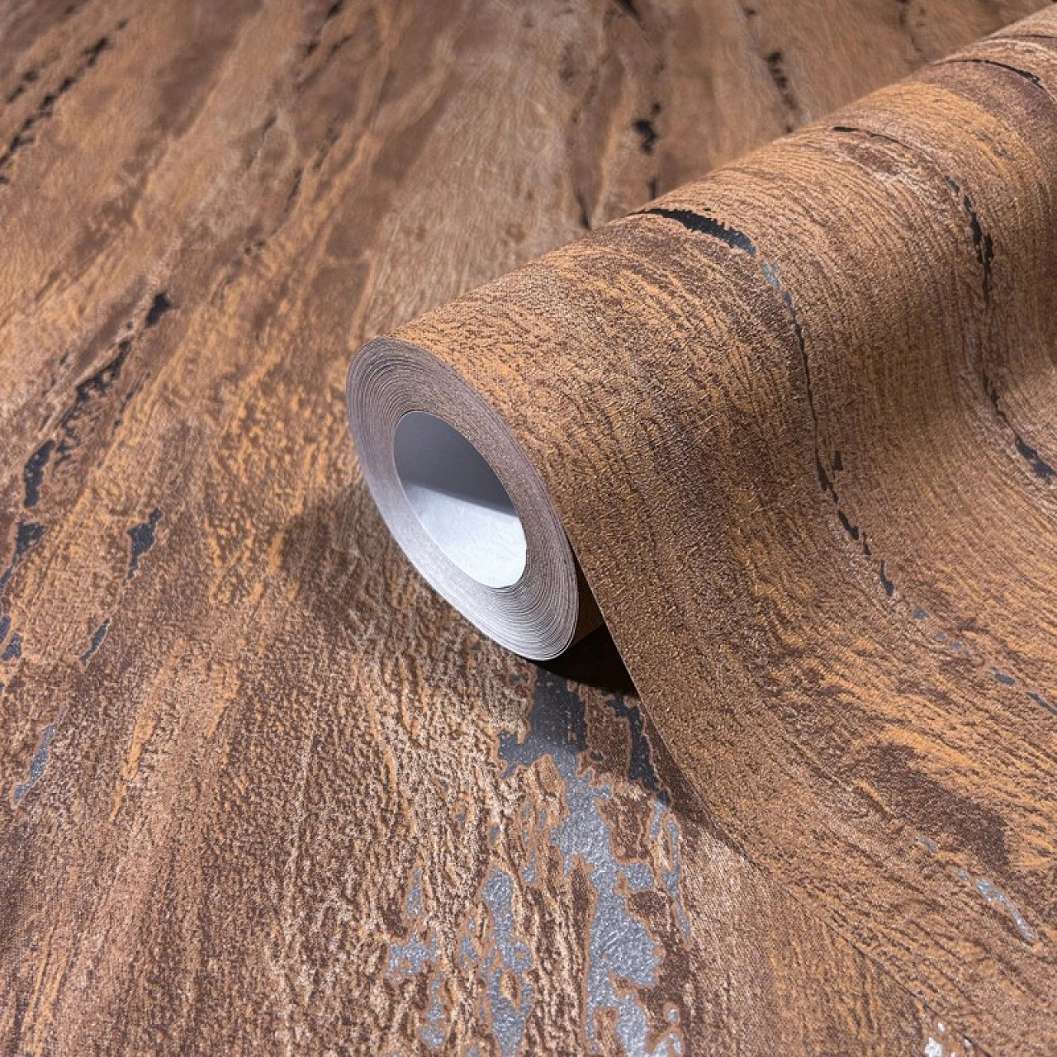 Bronz barna metál hatású csíkos mintás design tapéta