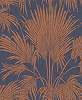 Bronz metál fényű art deco hangulatú pálmalevél mintás design tapéta