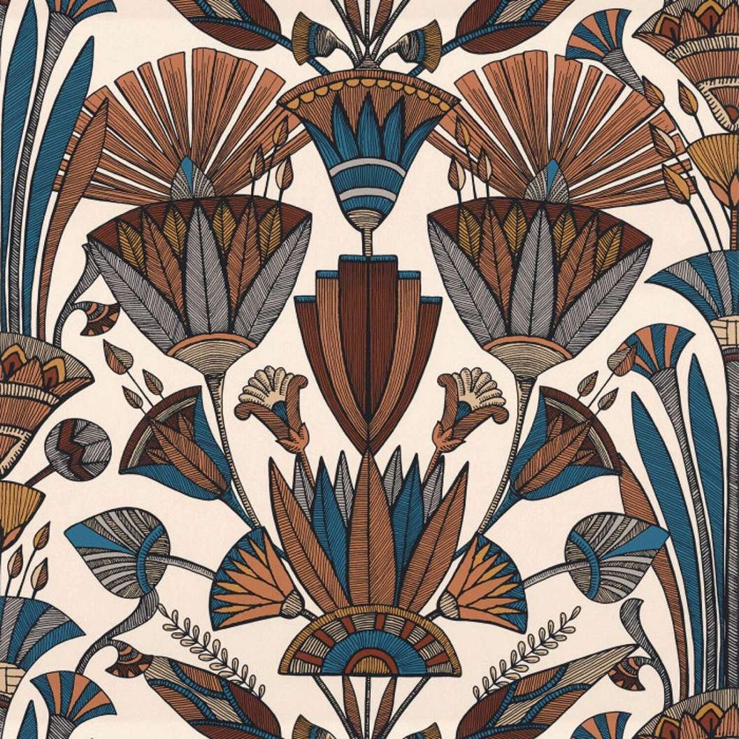 Casamance luxus tapéta 68cm széles keleties virág mintával barna, kék mintával