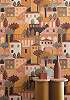 Casamance luxus tapéta terrakotta színben mediterrán város mintával