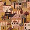 Casamance luxus tapéta terrakotta színben mediterrán város mintával