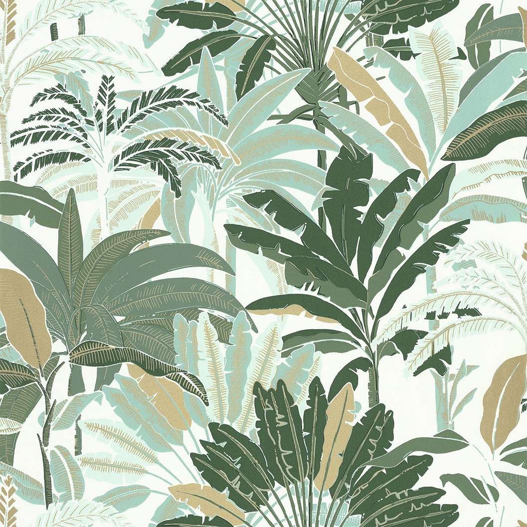 Caselio design tapéta zöld trópusi dzsungel mintával