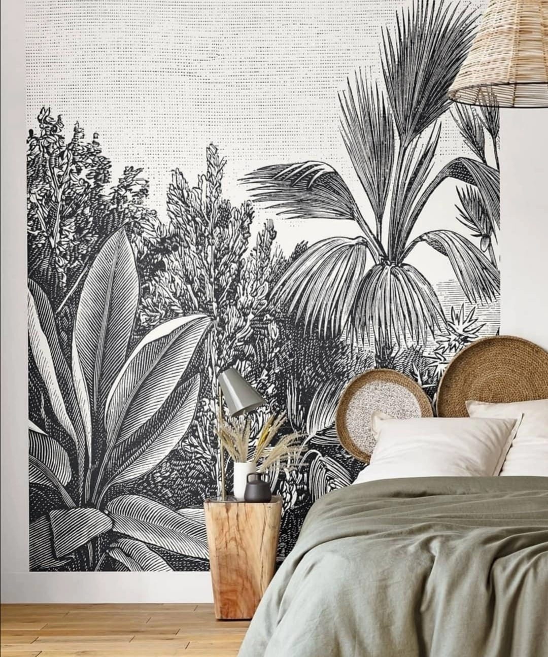 Caselio fekete fehér trópusi pálmafa mintás fali poszter
