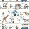 Cirkuszi állat mintás gyerek tapéta 