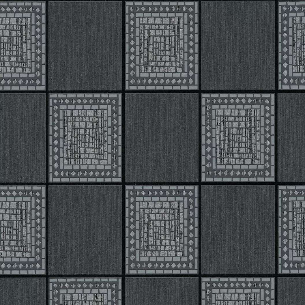 Csempe mintás modern tapéta fekete-szürke színben
